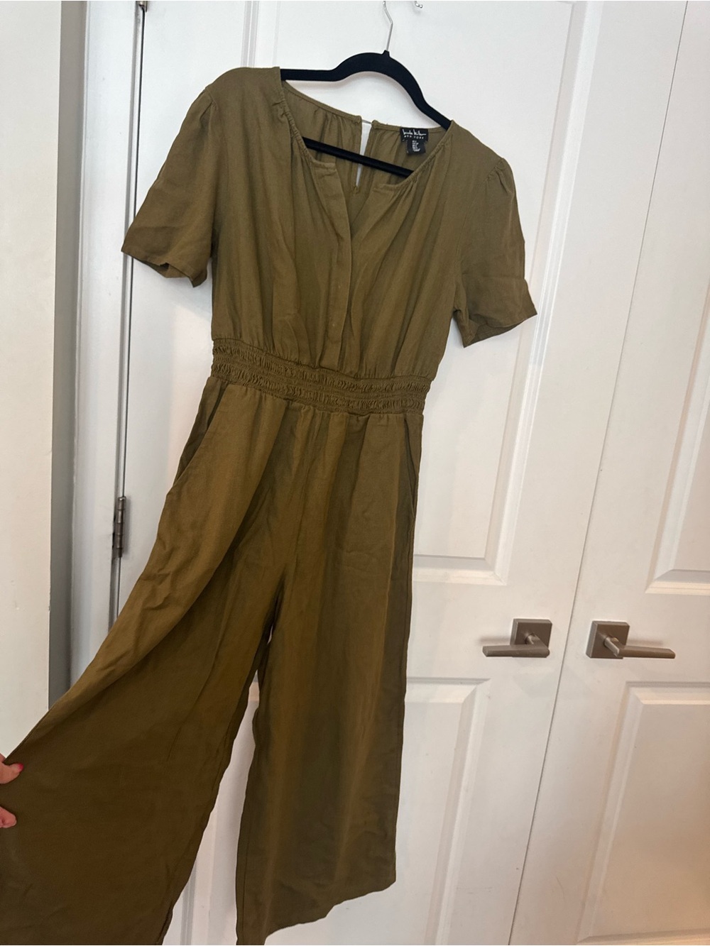 Nicole Miller Olive Green Short-Sleeve Jumpsuit